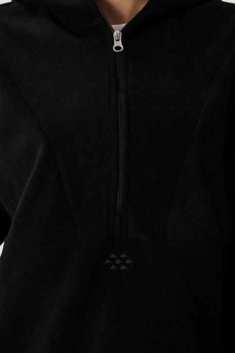 Übergroßer Plüsch-Hoodie mit halbem Reißverschluss - Image 5