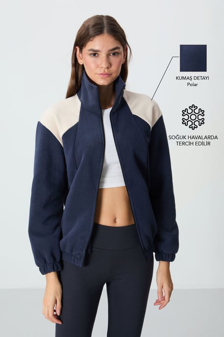 Oversized Farbblock Halb-Reißverschluss Sweatshirt - Image 2