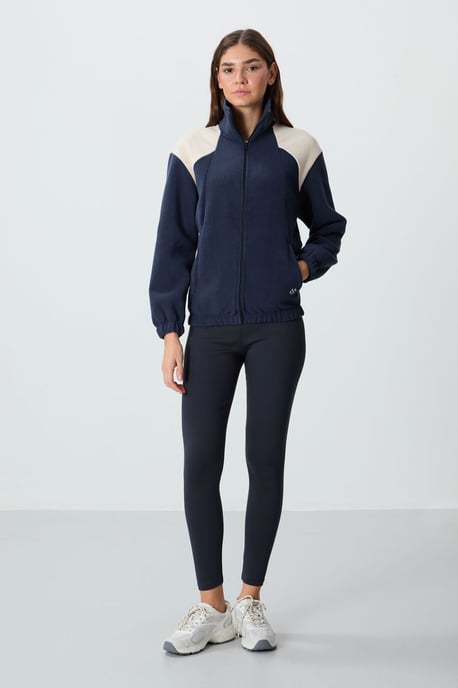 Oversized Farbblock Halb-Reißverschluss Sweatshirt - Image 5