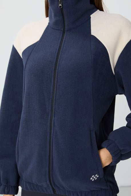 Oversized Farbblock Halb-Reißverschluss Sweatshirt - Image 6