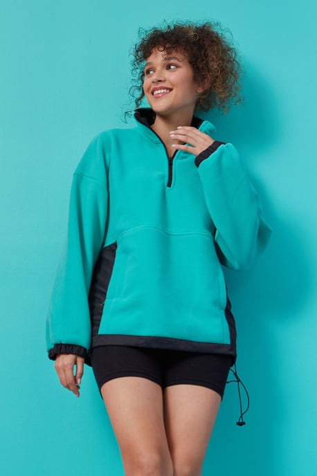 Oversized Halb-Zip Plüsch Sweatshirt - Image 1