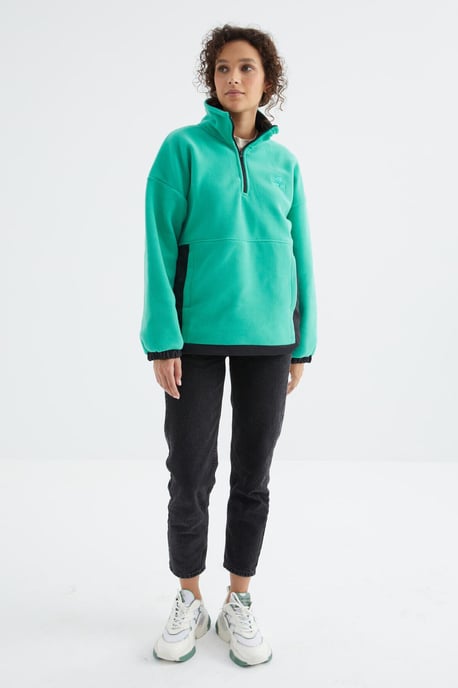 Oversized Halb-Zip Plüsch Sweatshirt - Image 3
