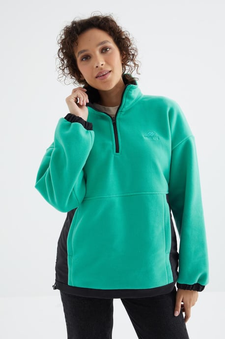 Oversized Halb-Zip Plüsch Sweatshirt - Image 4