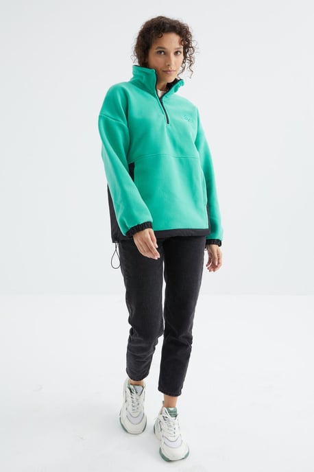 Oversized Halb-Zip Plüsch Sweatshirt - Image 5
