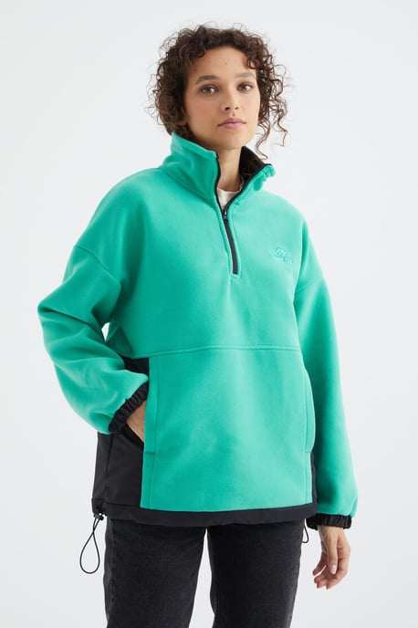 Oversized Halb-Zip Plüsch Sweatshirt - Image 6