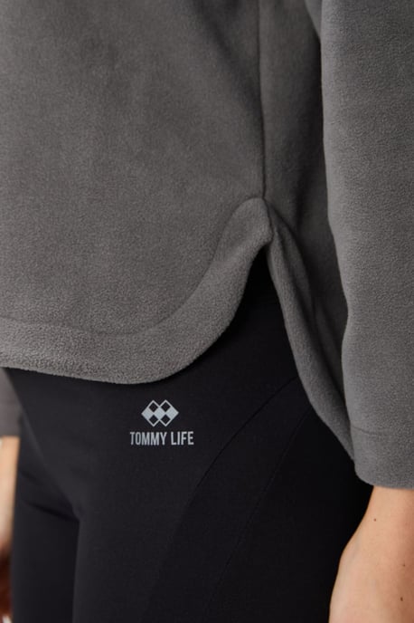 Übergröße Fleece Hoodie mit halb geschlossenem Reißverschluss - Image 3