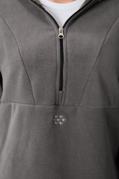 Übergröße Fleece Hoodie mit halb geschlossenem Reißverschluss - Image 5