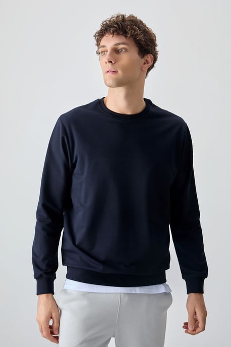 Herren Unifarben Rundhals-Sweatshirt - Image 2