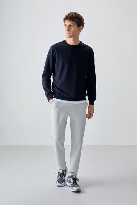 Herren Unifarben Rundhals-Sweatshirt - Image 3