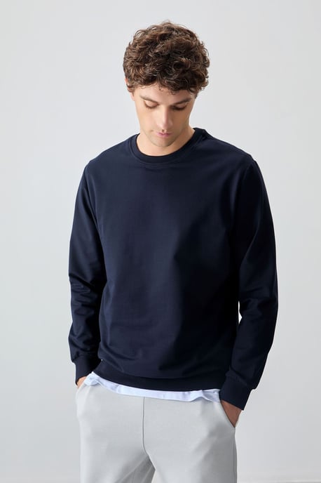 Herren Unifarben Rundhals-Sweatshirt - Image 4