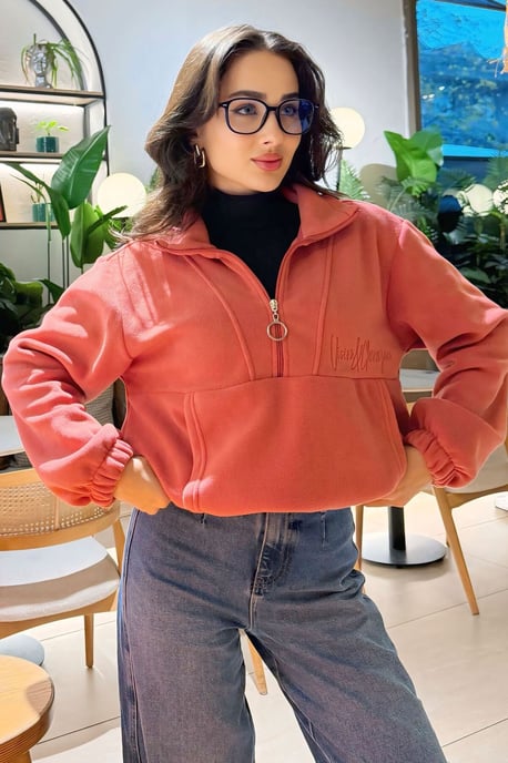 Oversized Halb-Zip Plüsch Sweatshirt - Image 1