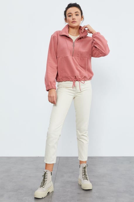 Oversized Halb-Zip Plüsch Sweatshirt - Image 5