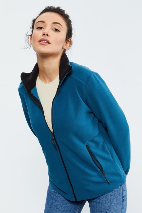 Damen Plüsch Zip-Front Sweatshirt - Image 1