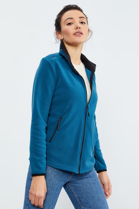 Damen Plüsch Zip-Front Sweatshirt - Image 3