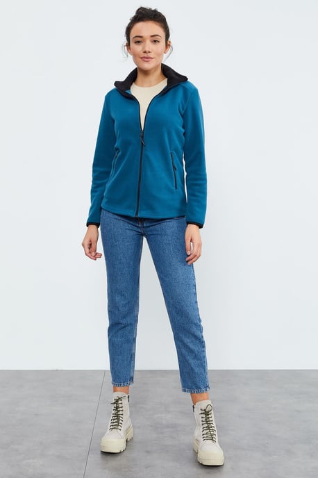 Damen Plüsch Zip-Front Sweatshirt - Image 4
