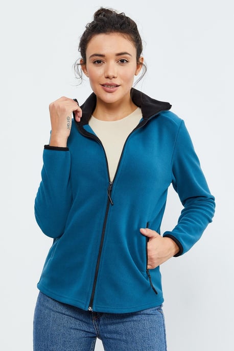 Damen Plüsch Zip-Front Sweatshirt - Image 5