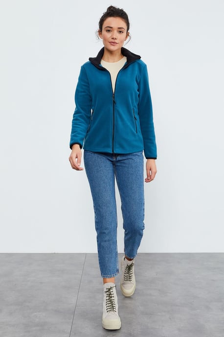 Damen Plüsch Zip-Front Sweatshirt - Image 6