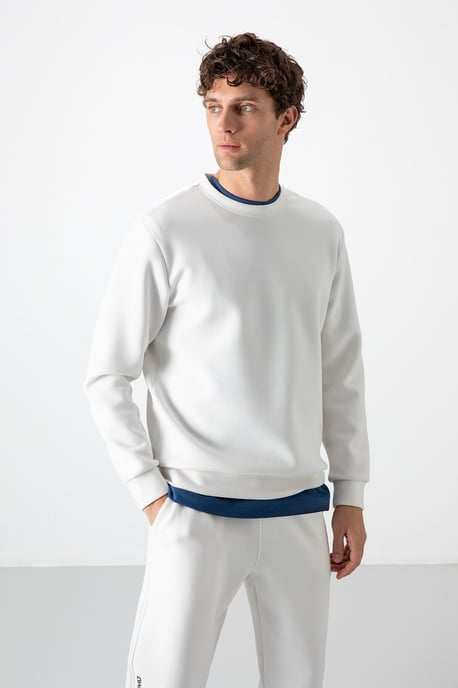 Herren Unifarben Rundhals-Sweatshirt - Image 2