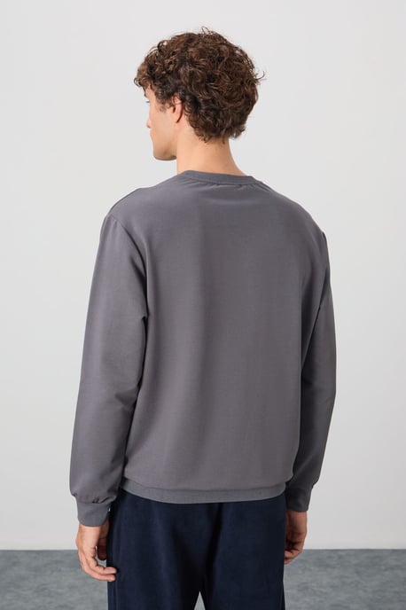 Herren Unifarben Rundhals-Sweatshirt - Image 5