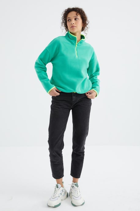 Oversized Plüsch Halb-Zip Sweatshirt - Image 2