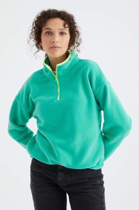 Oversized Plüsch Halb-Zip Sweatshirt - Image 3