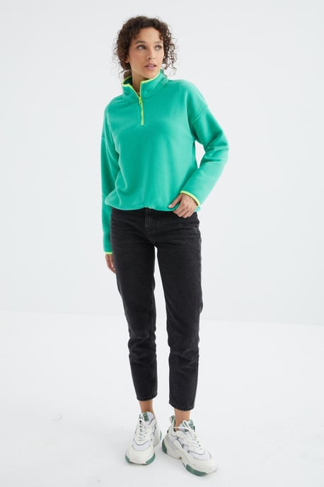 Oversized Plüsch Halb-Zip Sweatshirt - Image 4