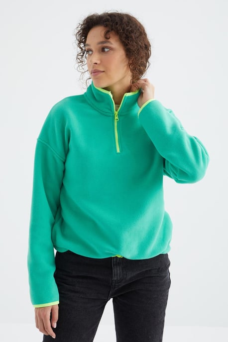 Oversized Plüsch Halb-Zip Sweatshirt - Image 5