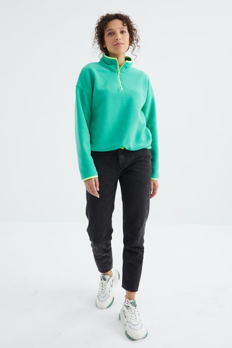 Oversized Plüsch Halb-Zip Sweatshirt - Image 6