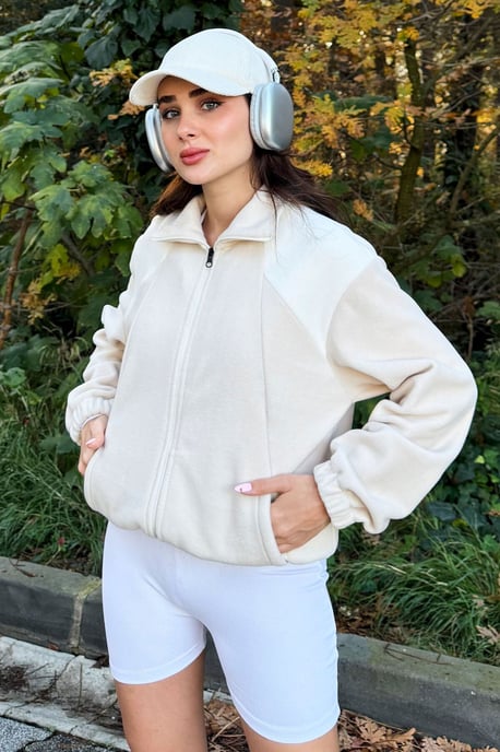 Oversized Farbblock Halb-Reißverschluss Sweatshirt - Image 2