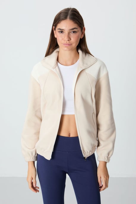 Oversized Farbblock Halb-Reißverschluss Sweatshirt - Image 3