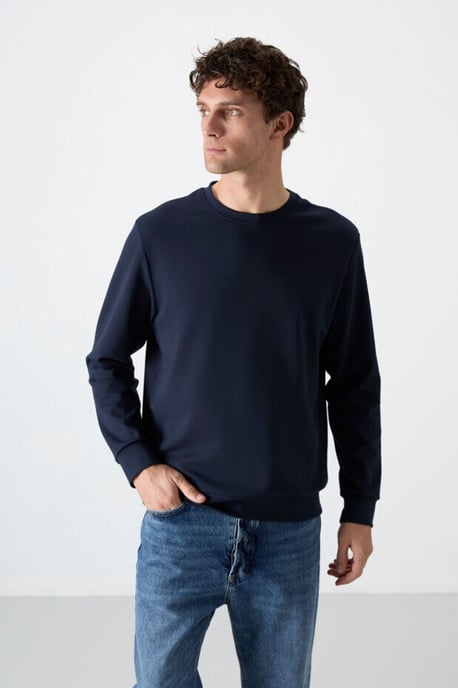 Herren Unifarben Rundhals-Sweatshirt - Image 2