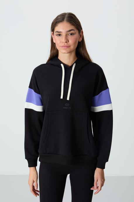 Übergrößen Farbblock Kapuzenpullover mit Tasche - Image 1