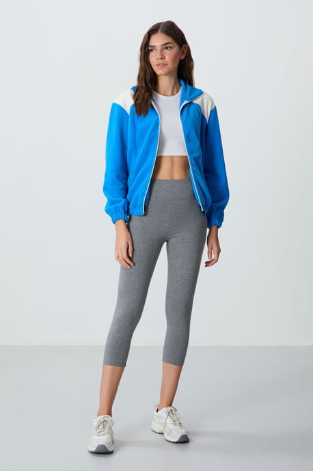 Oversized Farbblock-Half-Zip Sweatshirt - Image 2