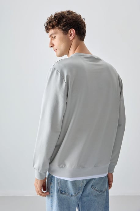 Herren Unifarben Rundhals-Sweatshirt - Image 5