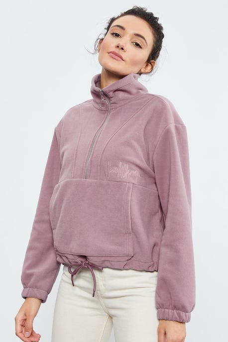 Übergroßer Halbzip-Plüsch-Sweatshirt - Image 3