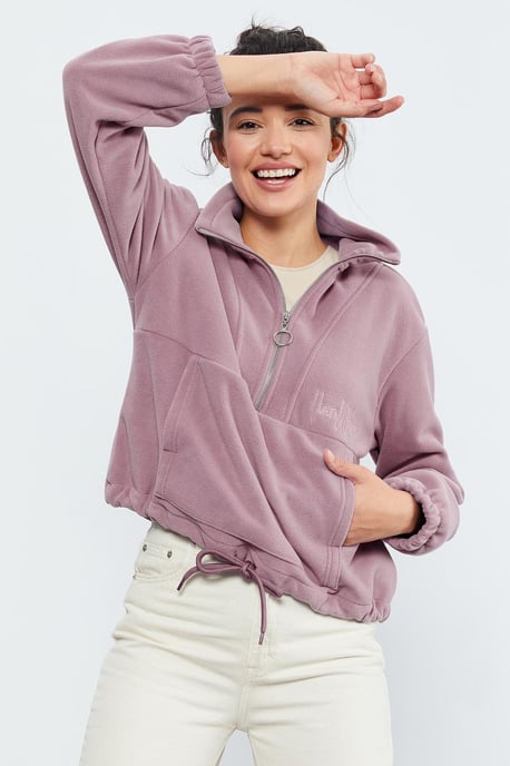 Übergroßer Halbzip-Plüsch-Sweatshirt - Image 4