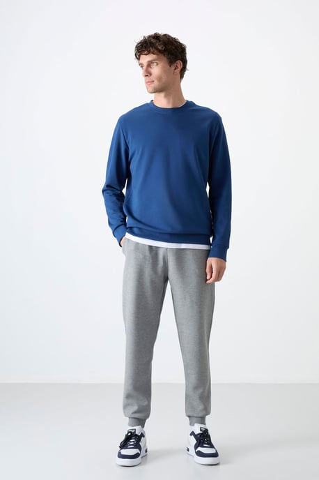 Herren Unifarben Rundhals-Sweatshirt - Image 3