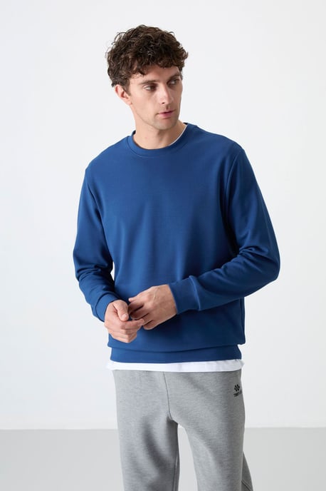Herren Unifarben Rundhals-Sweatshirt - Image 5