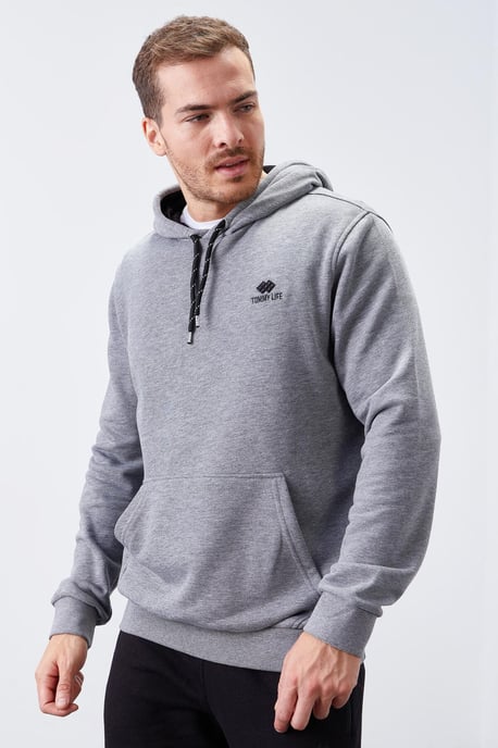 Herren Uni Kapuzensweatshirt mit Tasche - Image 1