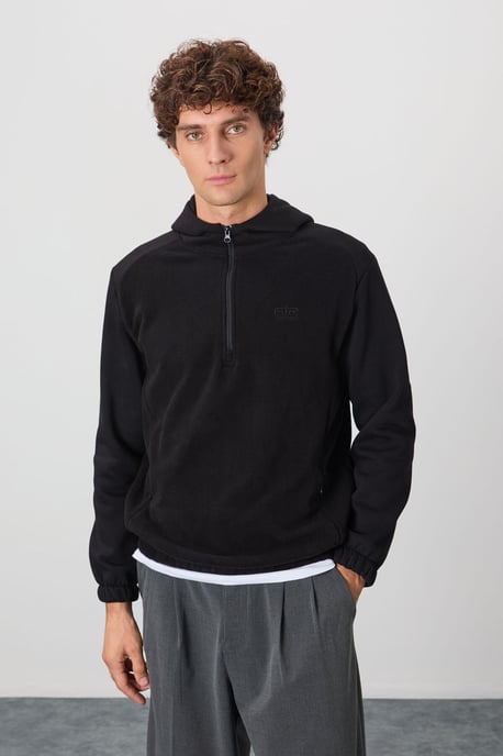 Herren Farbblockiertes Halbzip-Plüsch-Sweatshirt - Image 2