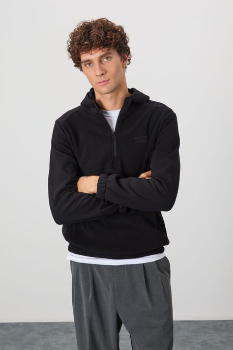 Herren Farbblockiertes Halbzip-Plüsch-Sweatshirt - Image 4