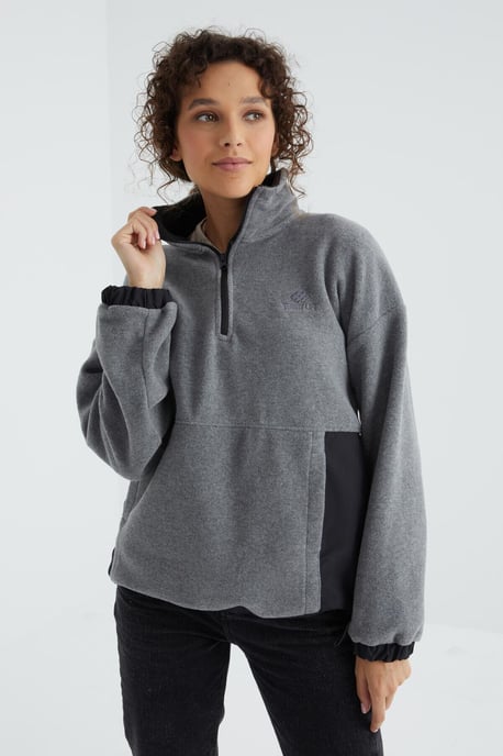 Oversized Halb-Zip Plüsch Sweatshirt - Image 1