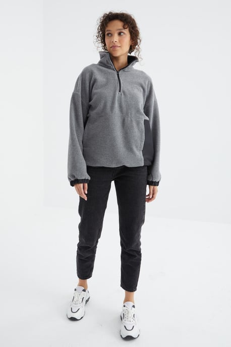 Oversized Halb-Zip Plüsch Sweatshirt - Image 2