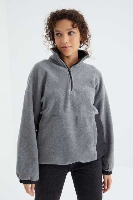 Oversized Halb-Zip Plüsch Sweatshirt - Image 3