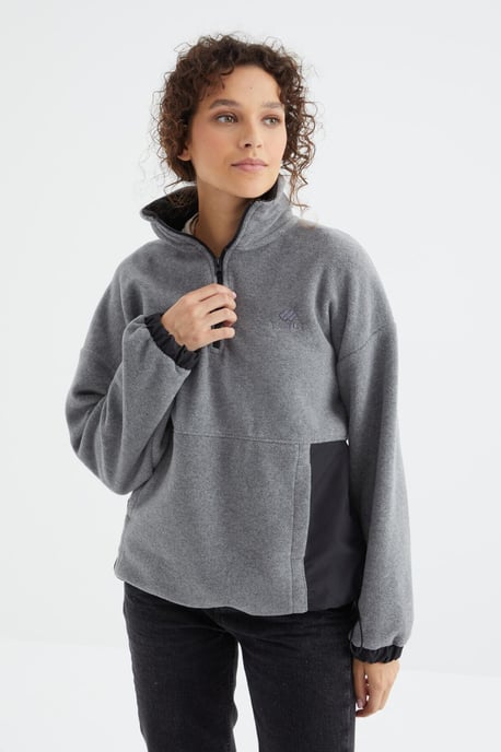Oversized Halb-Zip Plüsch Sweatshirt - Image 5