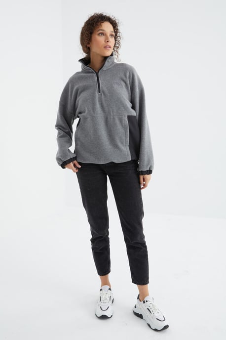 Oversized Halb-Zip Plüsch Sweatshirt - Image 6