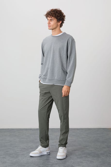 Herren Unifarben Rundhals-Sweatshirt - Image 3