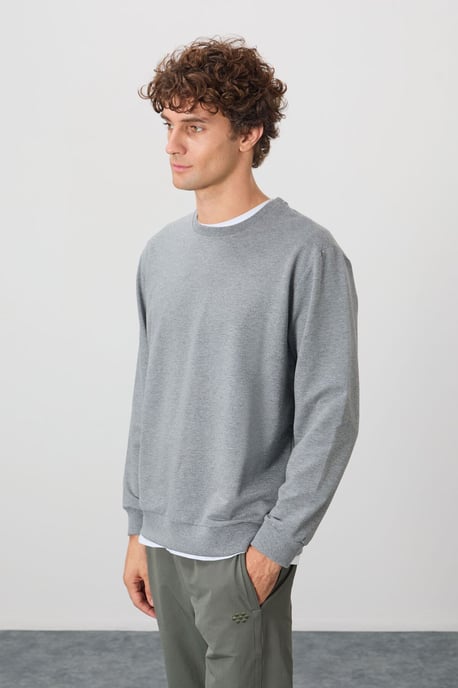 Herren Unifarben Rundhals-Sweatshirt - Image 4