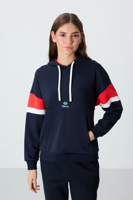 Übergrößiger Farbblock-Hoodie mit Tasche - Image 1