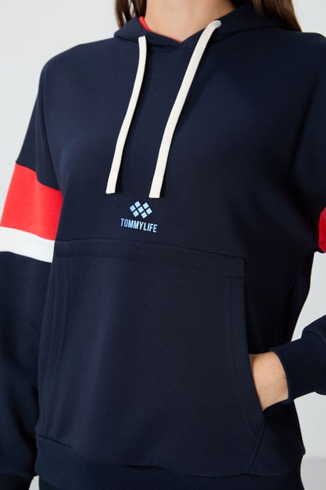 Übergrößiger Farbblock-Hoodie mit Tasche - Image 2